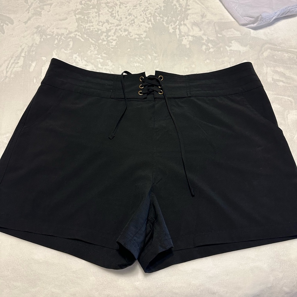 La Blanca High Waist Black Lace-Up B Beach Shorts Size Large
